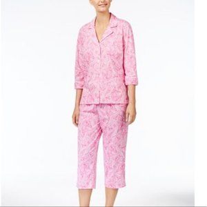 Ralph Lauren Pink White Paisley Like New Flannel Pajama Set